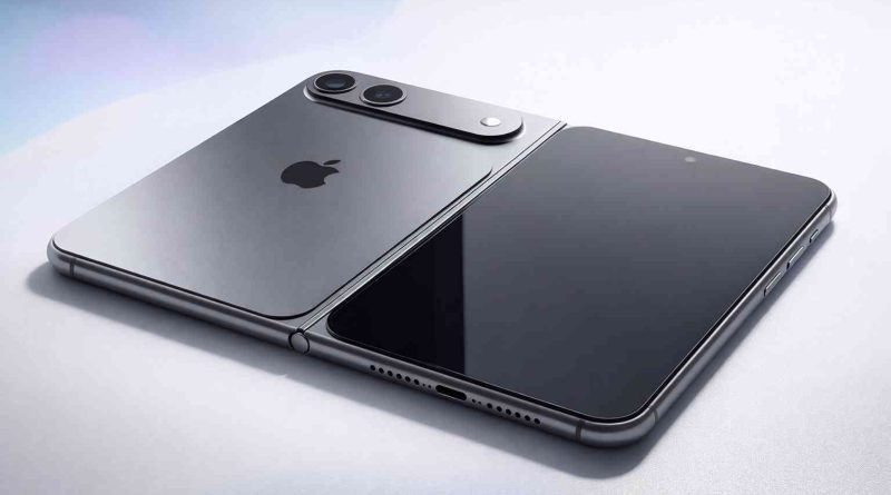 iPhone plegable sobre fondo minimalista