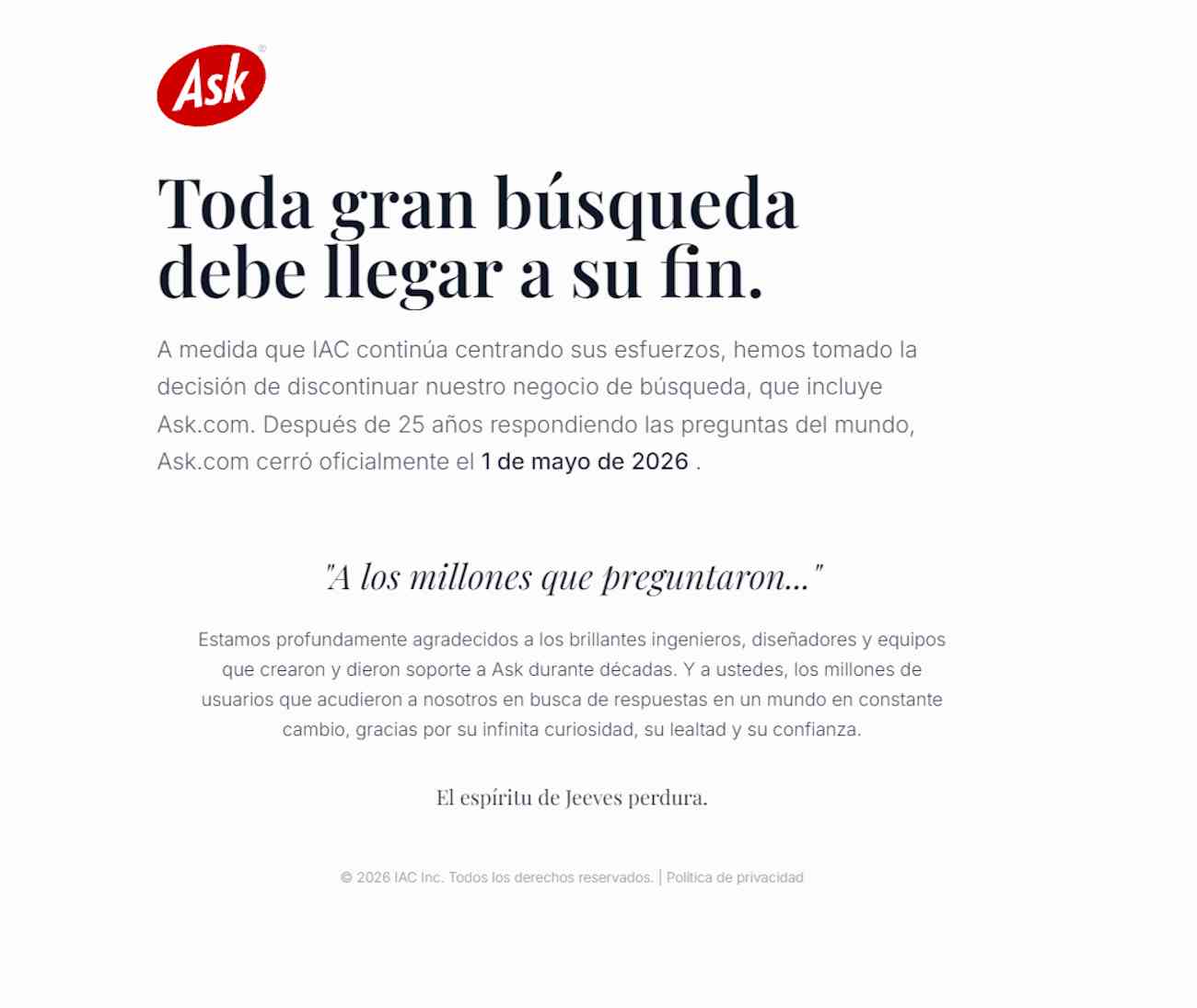 Cierre de Ask 