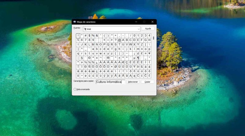 Mapa de caracteres en Windows