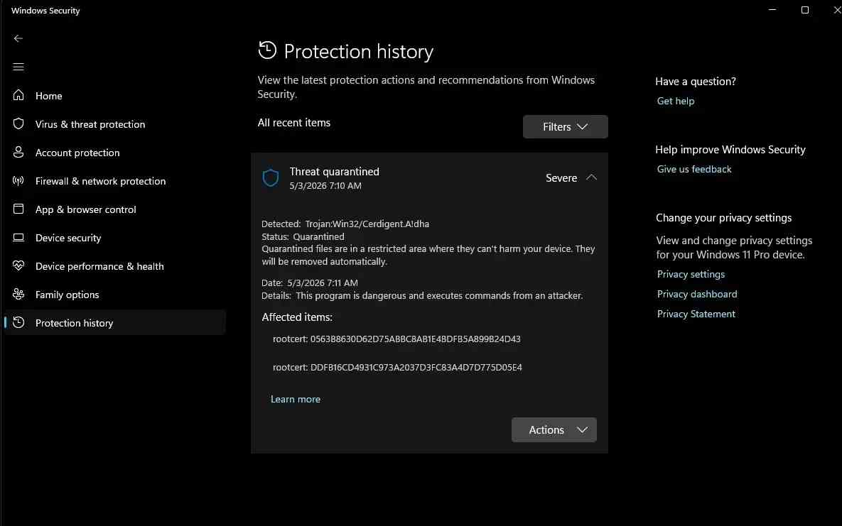 Alerta de Microsoft Defender