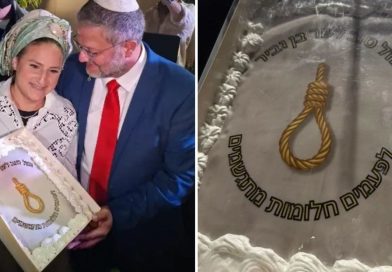Ministro de Seguridad israelí celebra su cumpleaños con un pastel decorado con una soga (VIDEO)