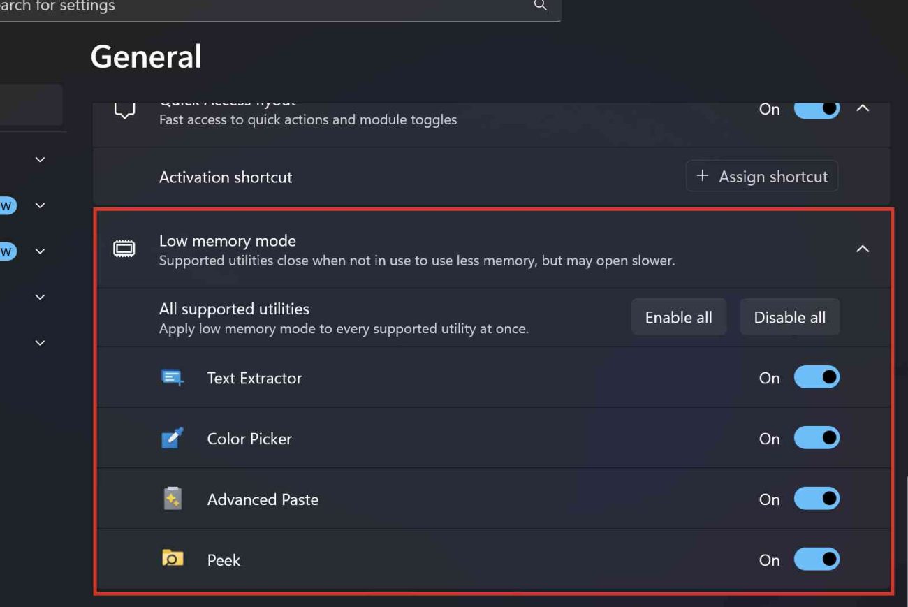 PowerToys prepara un modo de memoria baja para Windows 11