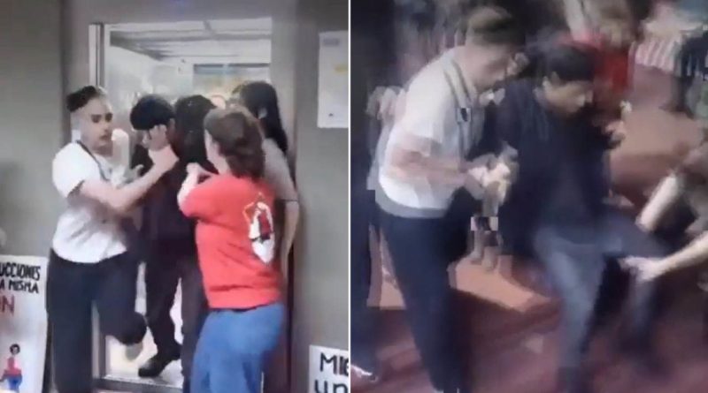 VIDEO: Acusan a un estudiante de acoso y alumnas lo echan a la fuerza de la universidad