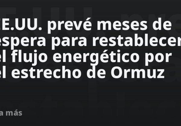 EE.UU. prevé meses de espera para restablecer el flujo energético por el estrecho de Ormuz