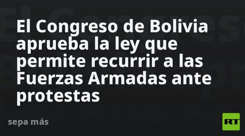 El Congreso de Bolivia aprueba la ley que permite recurrir a las Fuerzas Armadas ante protestas
