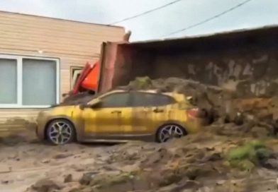 VIDEO: Camión de estiércol vuelca sobre un BMW dorado