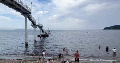 Colapsa un puente con niños encima en concurrida playa rusa (VIDEO)