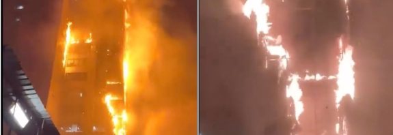 IMPACTANTES IMÁGENES: Masivo incendio consume por completo un edificio