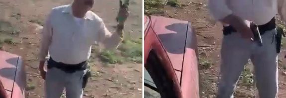 Un hombre arremete a tiros contra un padre y su hijo por una disputa territorial (FUERTE VIDEO)