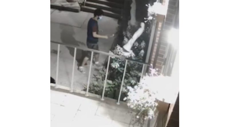 VIDEO: Hombre destruye a martillazos una estatua de la Virgen María