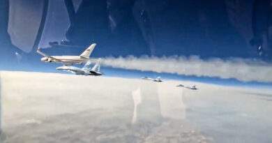 VIDEO: Сazas escoltan el avión de Putin durante su vuelo a Emiratos Árabes Unidos